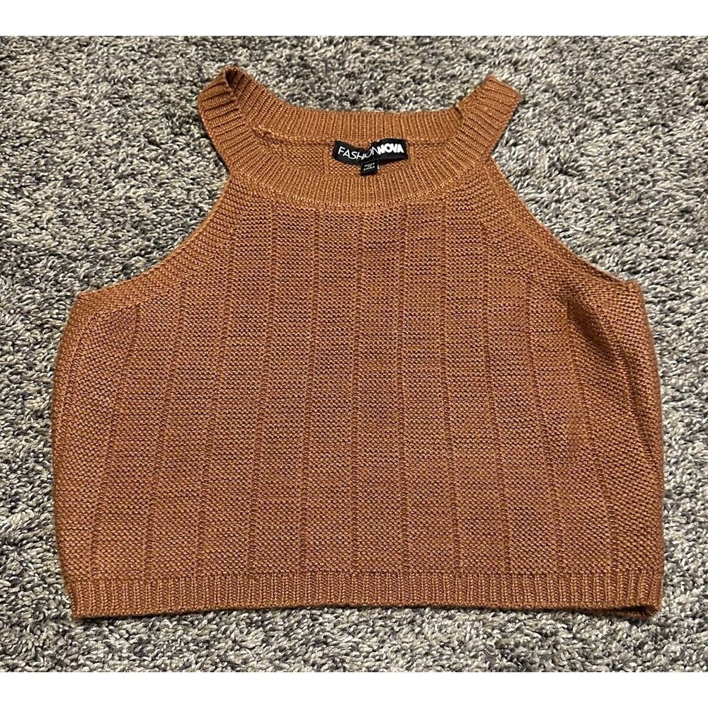 Fashion Nova Cropped Knitted Tank Top